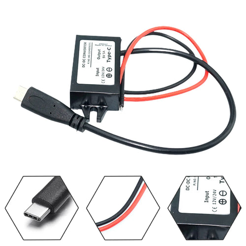 12V/24V To 5V USB C 5A 25W DC Converter Step-down Step Down Module Power Adapter Type C Wire Connector Oasis Select