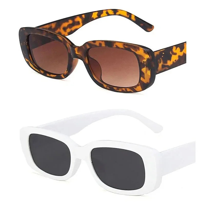 Fashion Sunglasses Classic Retro Square Glasses Women Brand Vintage Travel Small Rectangle Sun Glasses Female Eyewear Anti-Glare Oasis Select Leopard-white