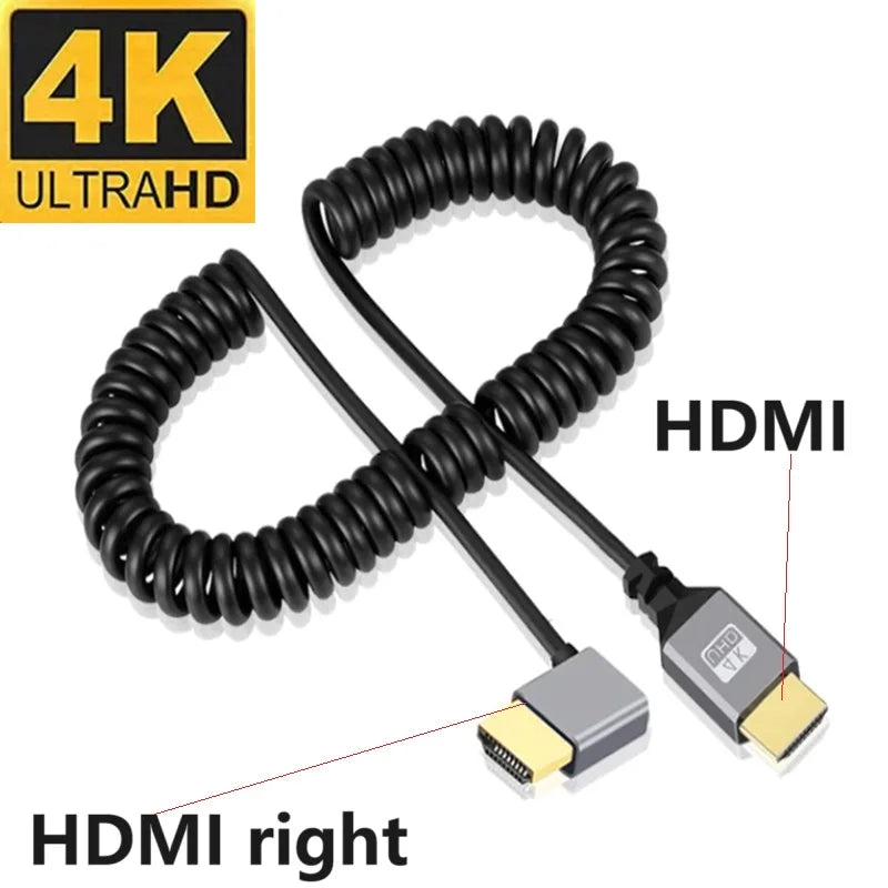 0.5-2.4M 4K60HZ HDMI Flexible Spiral cable mini Micro HDMI-Compatible TO HDMI Minihdmi Microhdmi Coiled Extension Cable Oasis Select HDMI(Right) 0.5-2.4 m