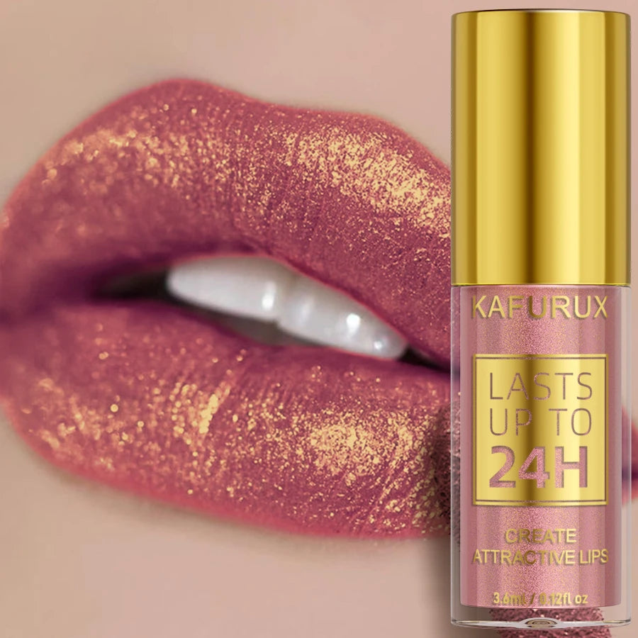 KAFURUX Glitter Metallic Lip Gloss – 14 Colors Long-Lasting