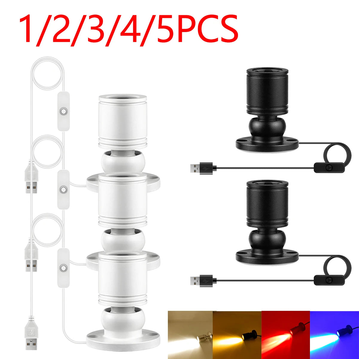 5V LED Spotlight 1W High Quality Aluminum Shell Ceiling Wall Lamp for Living Room Cabinet,USB Ports for Power Bank/Computer/TV Oasis Select