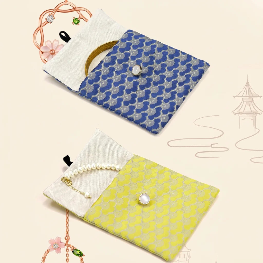 Vintage satin jewelry, stationery, storage bags, double-layer jewelry necklaces, bracelets, button packaging Oasis Select