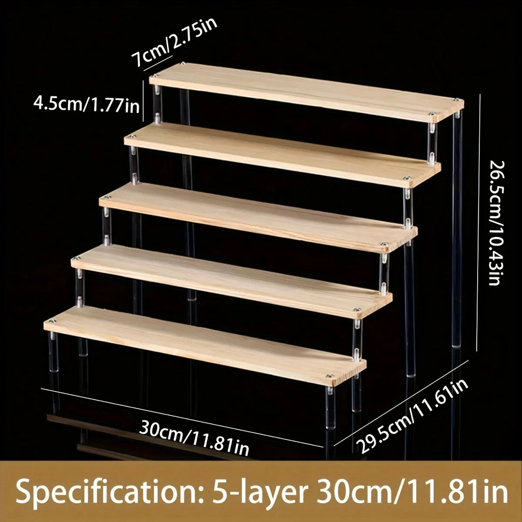 Wooden Transparent Display Rack, Perfume Storage Rack, Multi-Functional Decoration Rack, Used for Cosmetics, Nail Polish, Dolls Oasis Select 5 layers