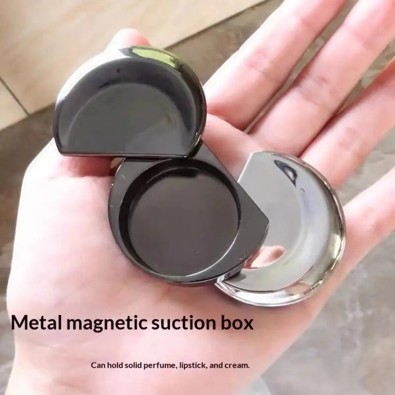 1/2Pcs Zinc Alloy Moon Shaped Balm Storage Box Slide Lid Portable Refillable Solid Perfume Case for Daily Outdoor Use Oasis Select