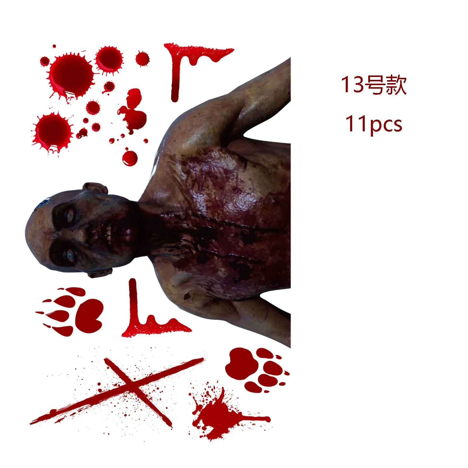 New Halloween Decoration Horror Bloodstain Wall Sticker Handprint Blood Skull Window Sticker Halloween Party Sticke Decor Oasis Select 13