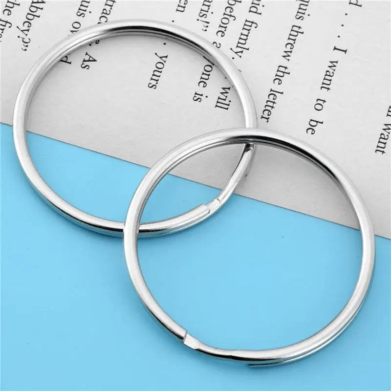 LIKE WISH 10X Quality 50Mm Keyring Split Ring Set Heavy Duty Large Nickel Key Loop Sprung Hoop Oasis Select