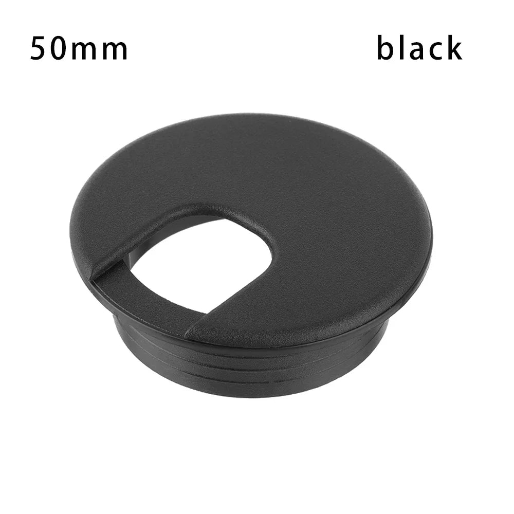 25-80MM Computer Grommet Table Cable Outlet Port Desk Wire Hole Cover Buckle Line Organizer Desk Table Cable Fastener Hardware Oasis Select 50mm black
