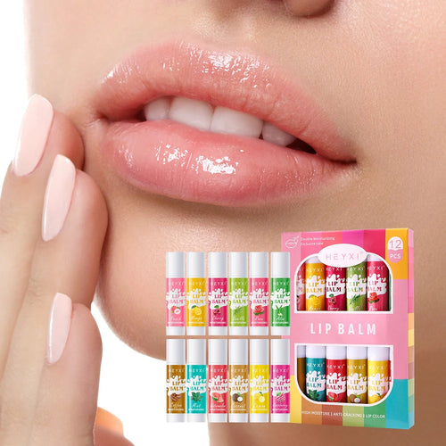 12-Piece Fruity Lip Balm Gift Set – 24Hr Moisturizing Lip Care Lip Balm Gift Set Oasis Select