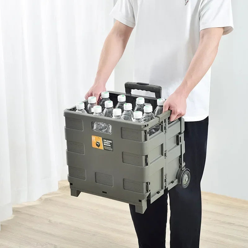 Multi-functional Plastic trolley trunk outdoor trolley storage box camping trolley foldable shopping basket Oasis Select