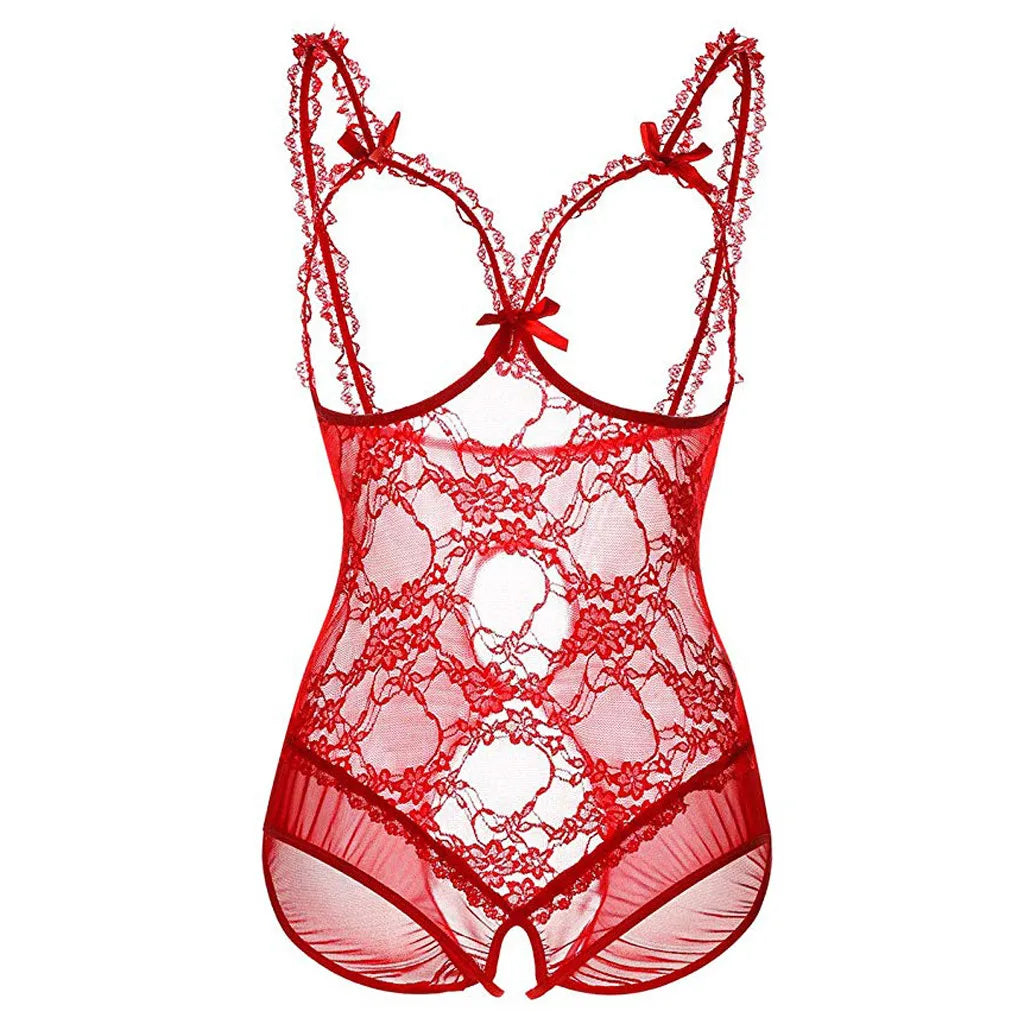 Sexy Lace Cupless Teddy Sexy Lingerie Open Cup Bra Erotic Lenceria Costume Babydoll Crotchless Sexy Bodysuit Big Size Oasis Select