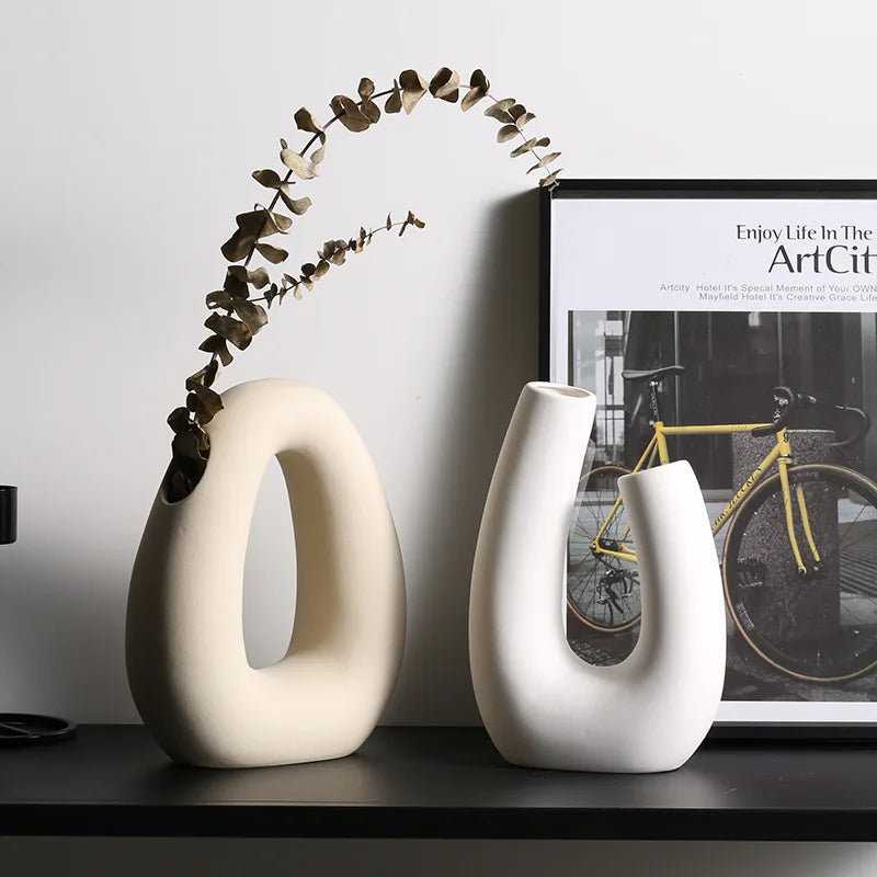 Nordic Geometric Creative Art Plain Germ Dried Flower Ceramic Vase Homestays Vases Oasis Select