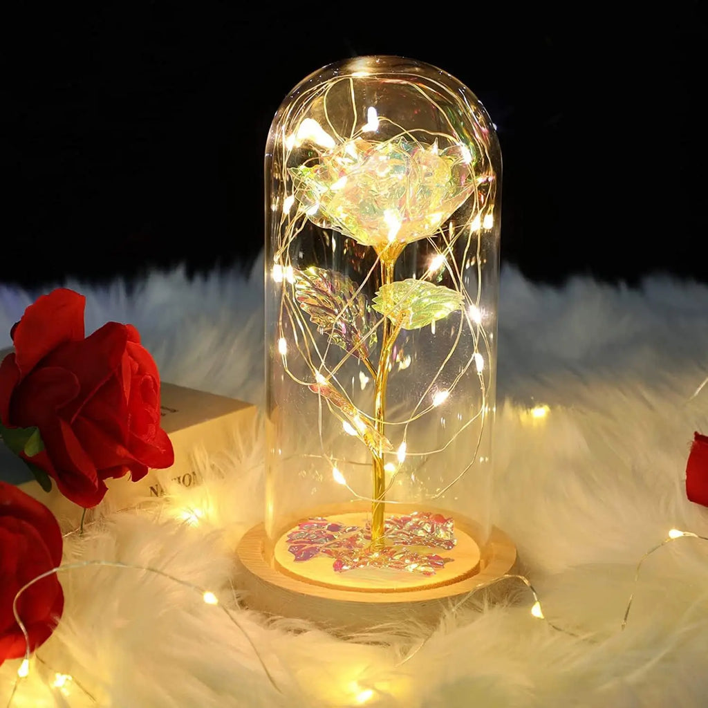 Eternal Flower Glass Cover Small Night Light Rose with Light Valentine's Day 38 Mother's Day Creative Gift Small Gift Oasis Select