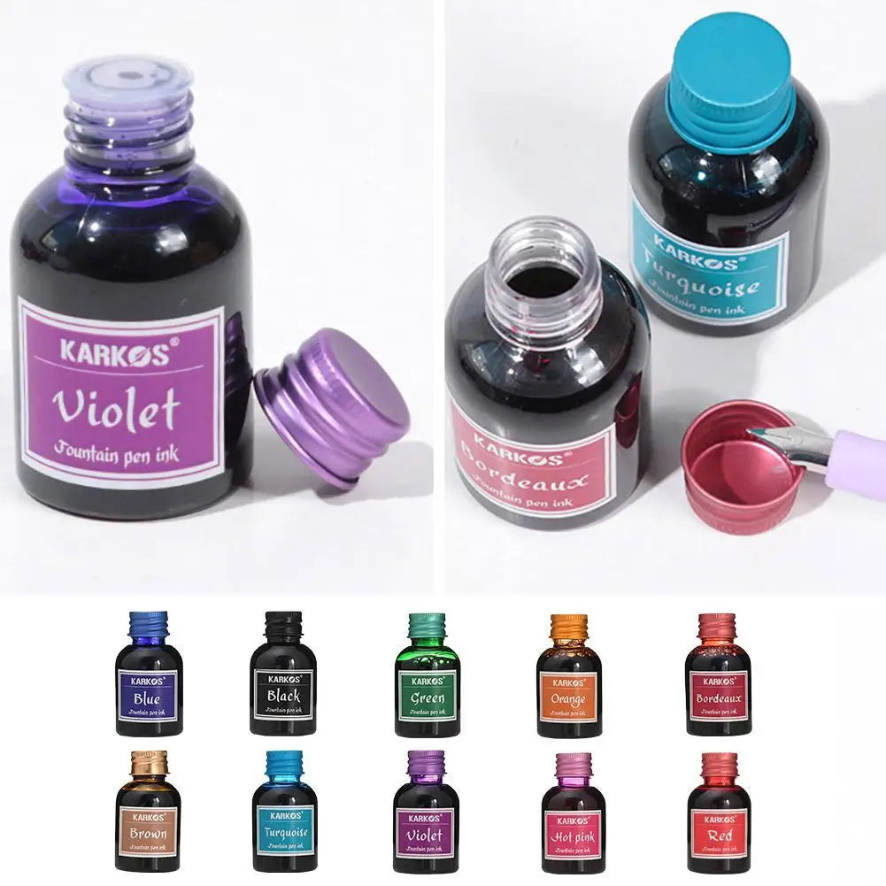 30ml Fountain Pen Ink – Non-Clogging, Water-Soluble, 10 Colors