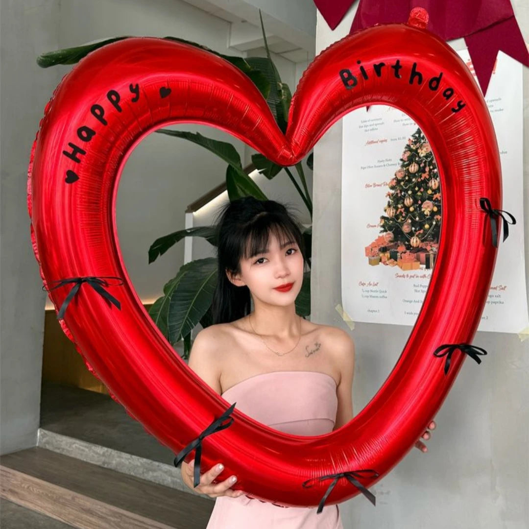 40 inch Pink Red Heart Balloon with Bow for Romantic Confession Photo Prop Birthday Valentines Day Party Wedding Decor Oasis Select