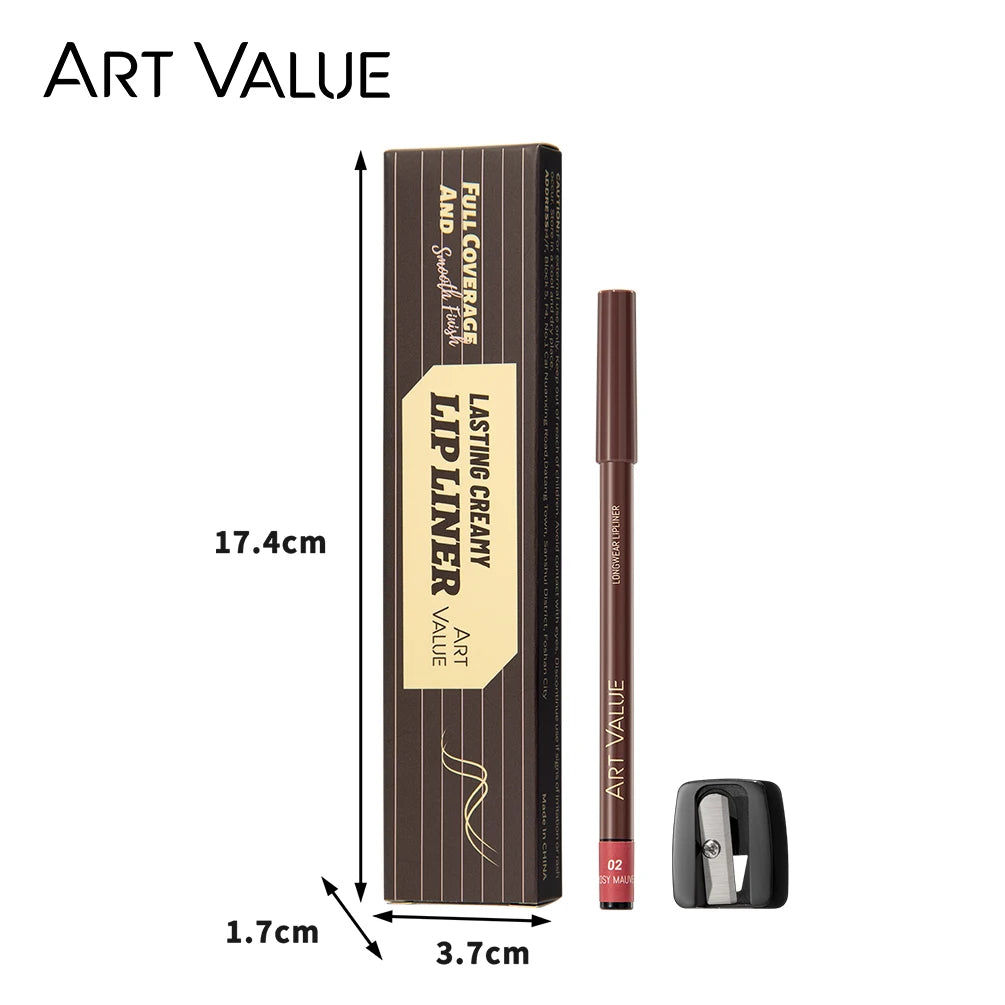Art Value 12-Color Waterproof Matte Lip Liner Pencil – Long Lasting