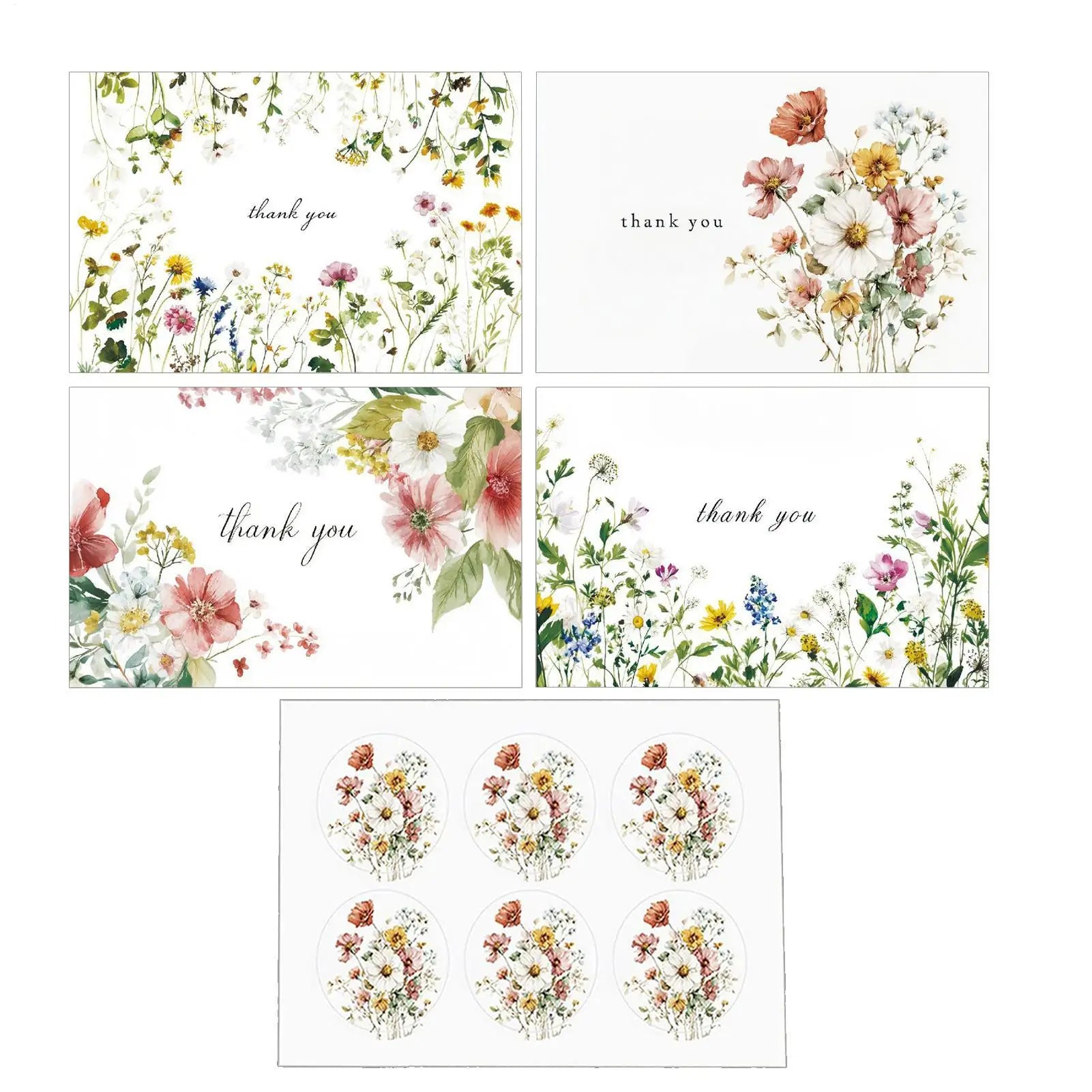 4Pcs Watercolor Floral Botanical Design Greeting Cards With Envelopes For Thank You Birthday Wedding Thank You Cards Oasis Select