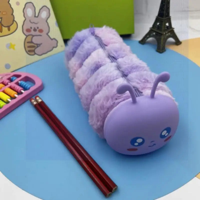 Cute Cartoon Plush Pencil Case Multi-function Storage Large-capacity Stationery Box Cosmetic Bag Oasis Select A4