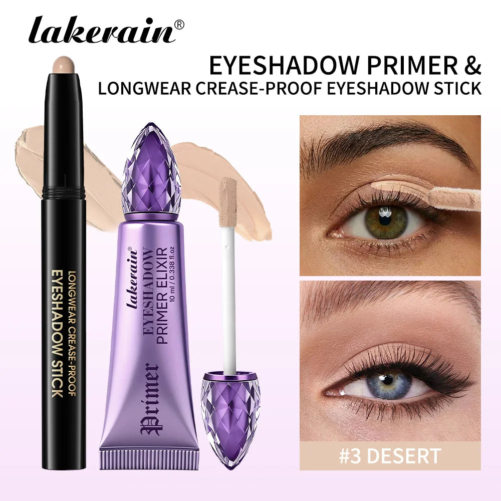 Eyeshadow Stick & Primer Set Waterproof Long-lasting Pigmented Cream Eyeshadow And Primer Base Sleamless Vibrant Eyes Makeup Oasis Select SET 3