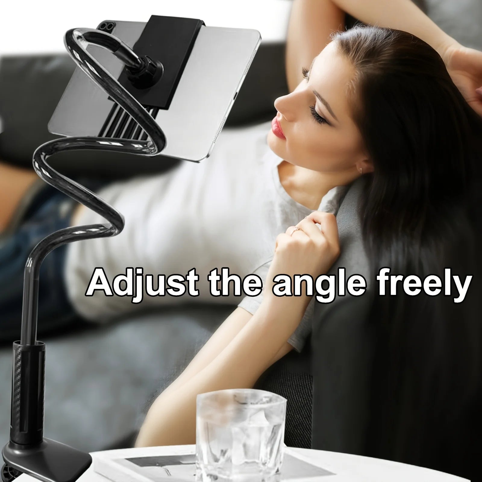360° Rotating Tablet Phone Holder, Long Arm Spiral Base Mount for Bed Headboard Desk, Adjustable Stand Tablet Wall Mount Oasis Select