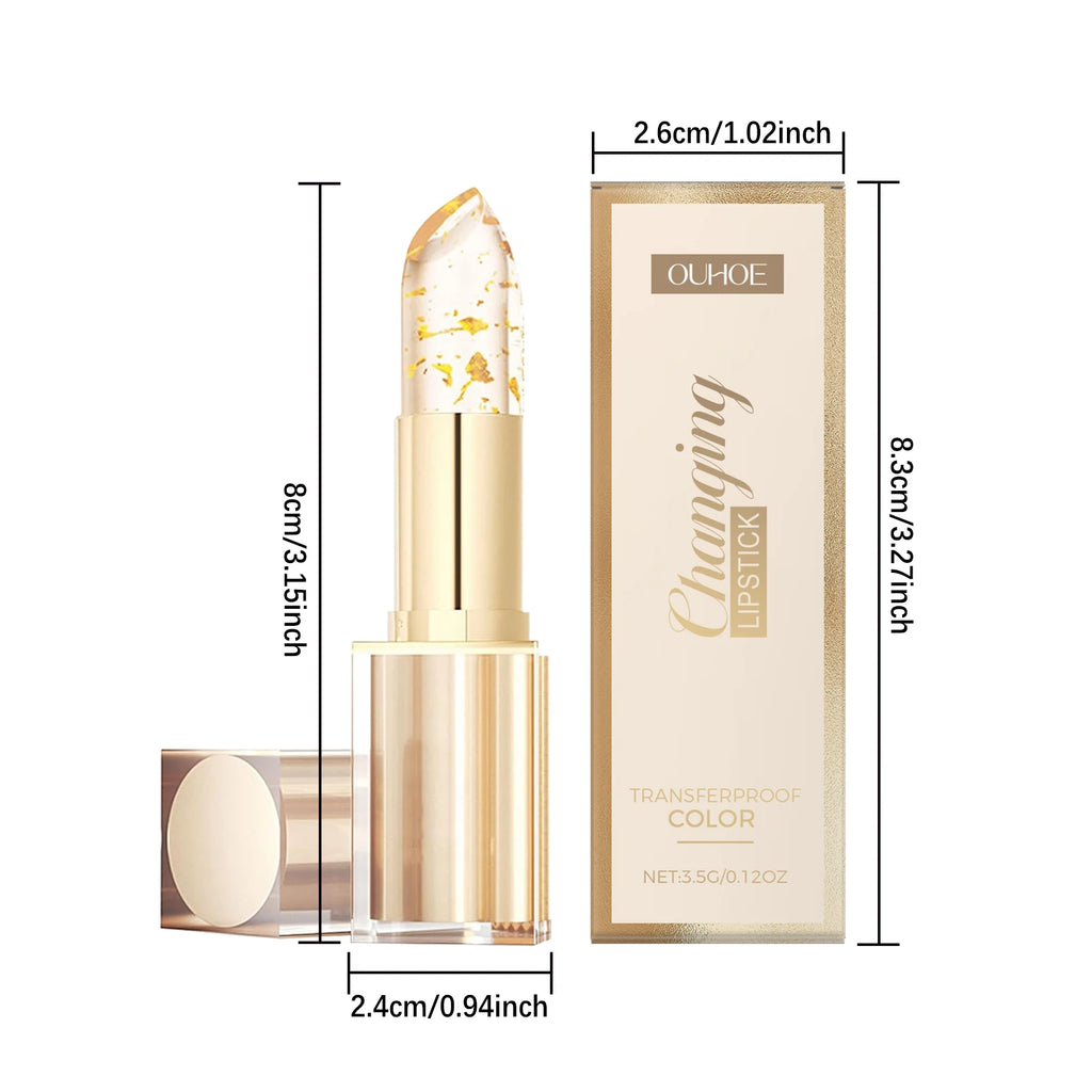 Gold Foil Color Changing Lip Balm Glossy Non-Sticky Nourishing Moisturizing Lasting Transferproof Color Changing Lipstick Oasis Select