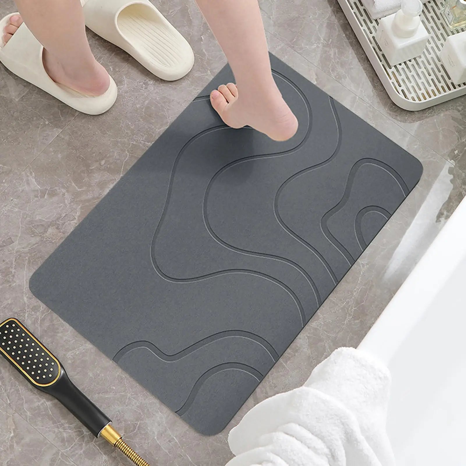 Toilet Door Non-slip Mat Absorbent Stone Bath Mat Entryway Rugs Bathroom Rugs Floor Mat Quick Drying Diatomite Stone Shower Mat Oasis Select