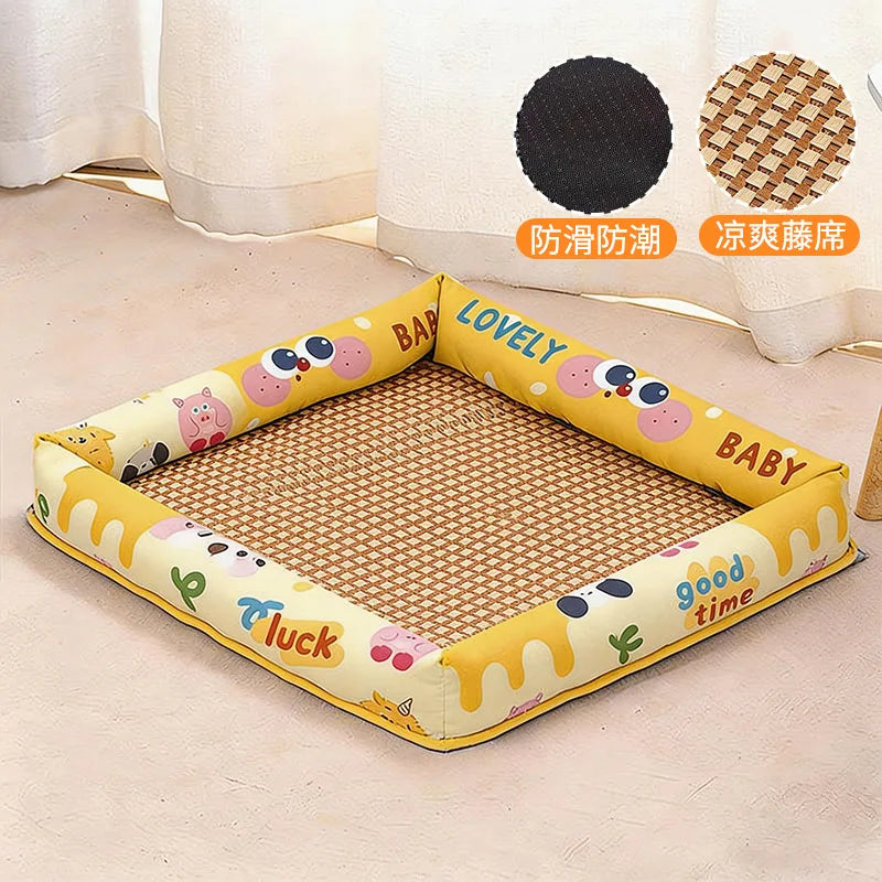 Summer cooling mat dog bed cat bed summer dog house pet supplies for Teddy and small dogs all‑season universal mattress Oasis Select B-yellow monster XL-70x55cm