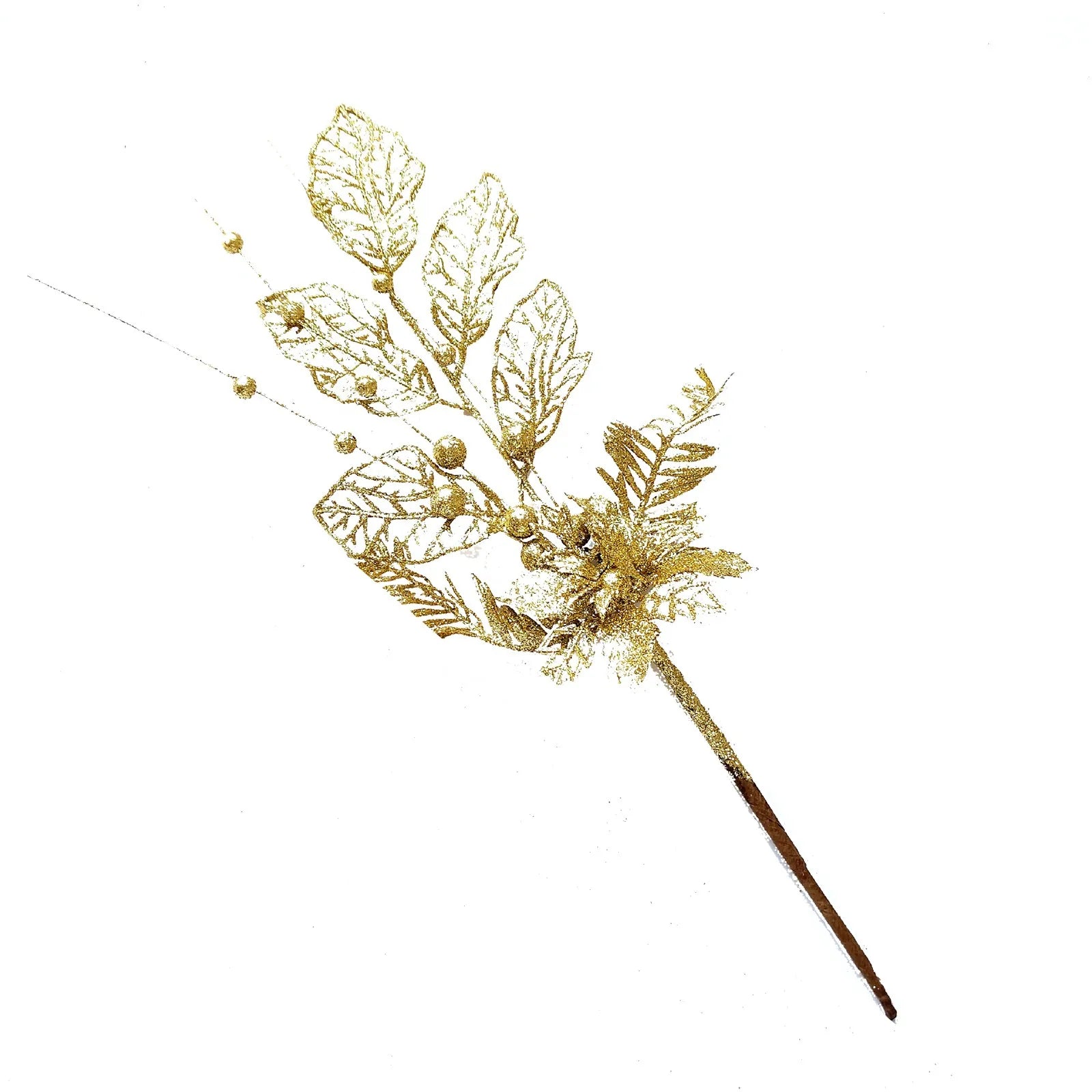 Gold Glitter Christmas Berry Branch Picks – Set of 10 Xmas Decor Christmas Tree Pick Oasis Select Gold One Size