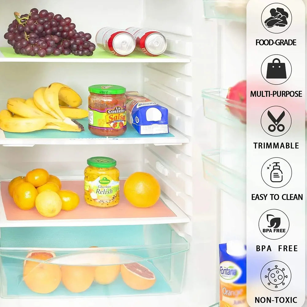4pcs Refrigerator Liners, MayNest Washable Mats Covers Pads, Home Kitchen Gadgets Accessories Organization for Top Freezer Glass Oasis Select