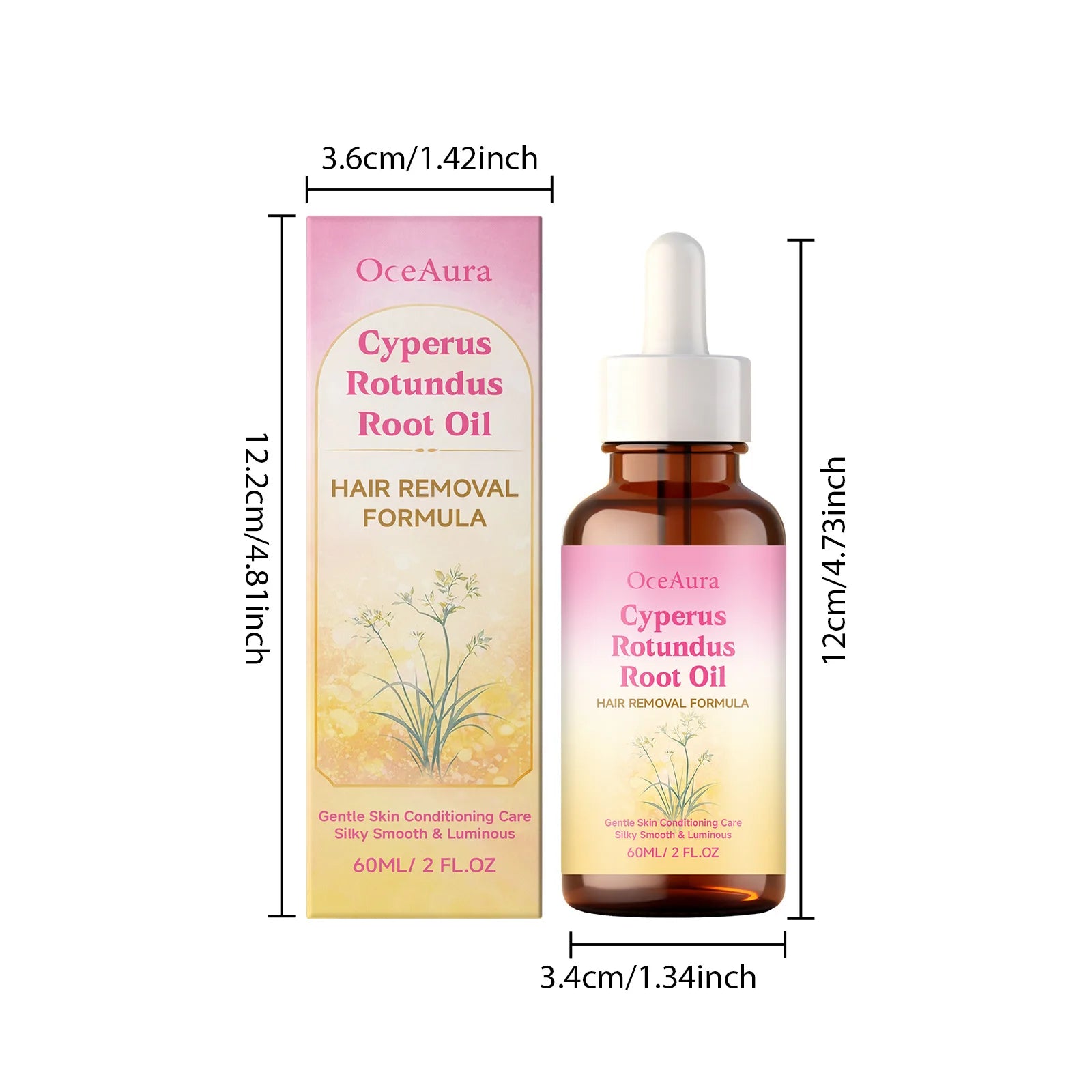 OceAura Cyperus Rotundus Hair Removal Oil – Nourishing 60ml Hair Removal Oil Oasis Select 60ml Boxed