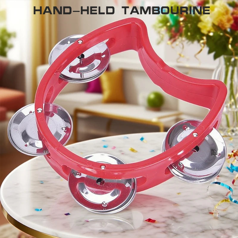 Tambourine Half Moon Shaped Hand Bell Drum For Karaoke Performance Party Free Style Dance Portable Oasis Select