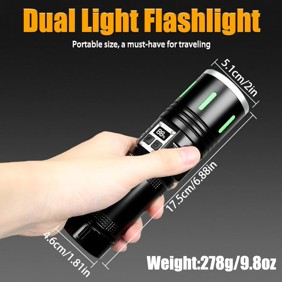 20W LED Flashlight 1000 Lumens Zoomable Rechargeable + Power Bank