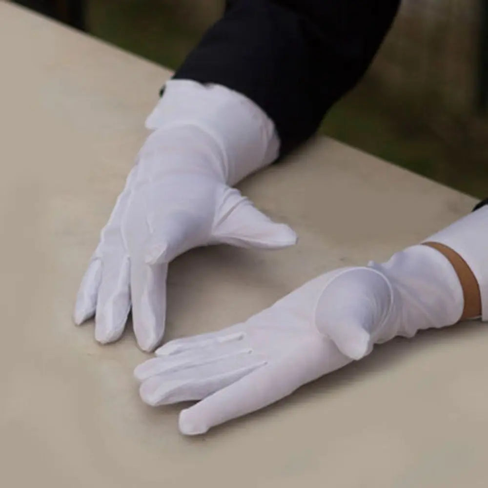 2pcs White Formal Gloves Tuxedo Honor Guard Parade Inspection Collection Serve Thin Gloves Thick Gloves Performance Gloves Men Oasis Select
