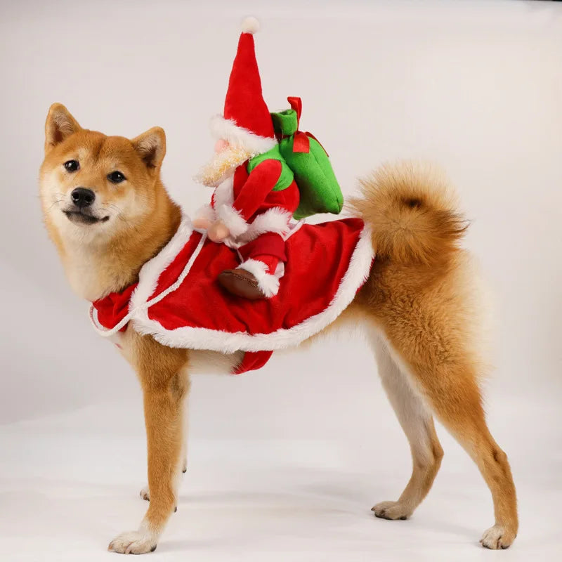 New Santa Claus Riding Suit Pet Christmas Dog and Cat Clothing Dog Clothes for Small Dogs Oasis Select Santa Claus XL