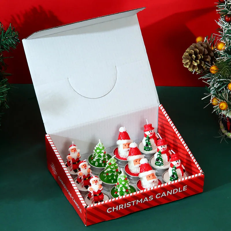 Christmas Mini Candle Set – 12 Festive Paraffin Wax Figures