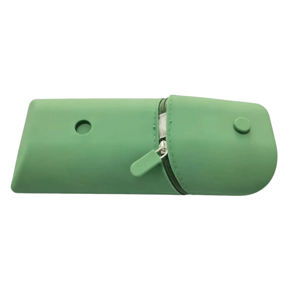 Large- Capacity Silicone Pencil Case Soft Macaron Portable Expandable Stationery Storage Bag Solid Color Multifunctional Oasis Select Green