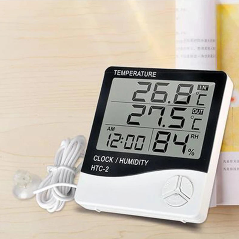 Digital LCD Thermo-hygrometer 1 Piece of Household Indoor and Outdoor Electronic Thermometer, Weather Station with Alarm Clock Oasis Select