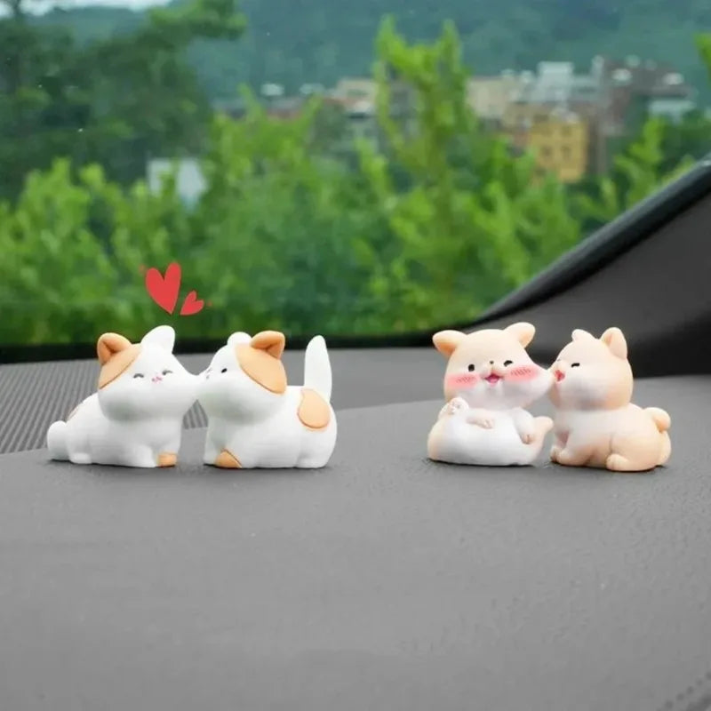 Kiss Face Rabbit Kitten Doll Car Decor Funny Resin Ducks Frogs Figurines Car Interior Dashboard Cute Car Accessories Oasis Select