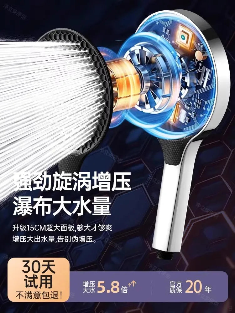 New High Pressure 15CM Shower Head Black 3 Modes Water Saving Spray Nozzle Massage Rainfall Shower Bathroom Accessories Oasis Select