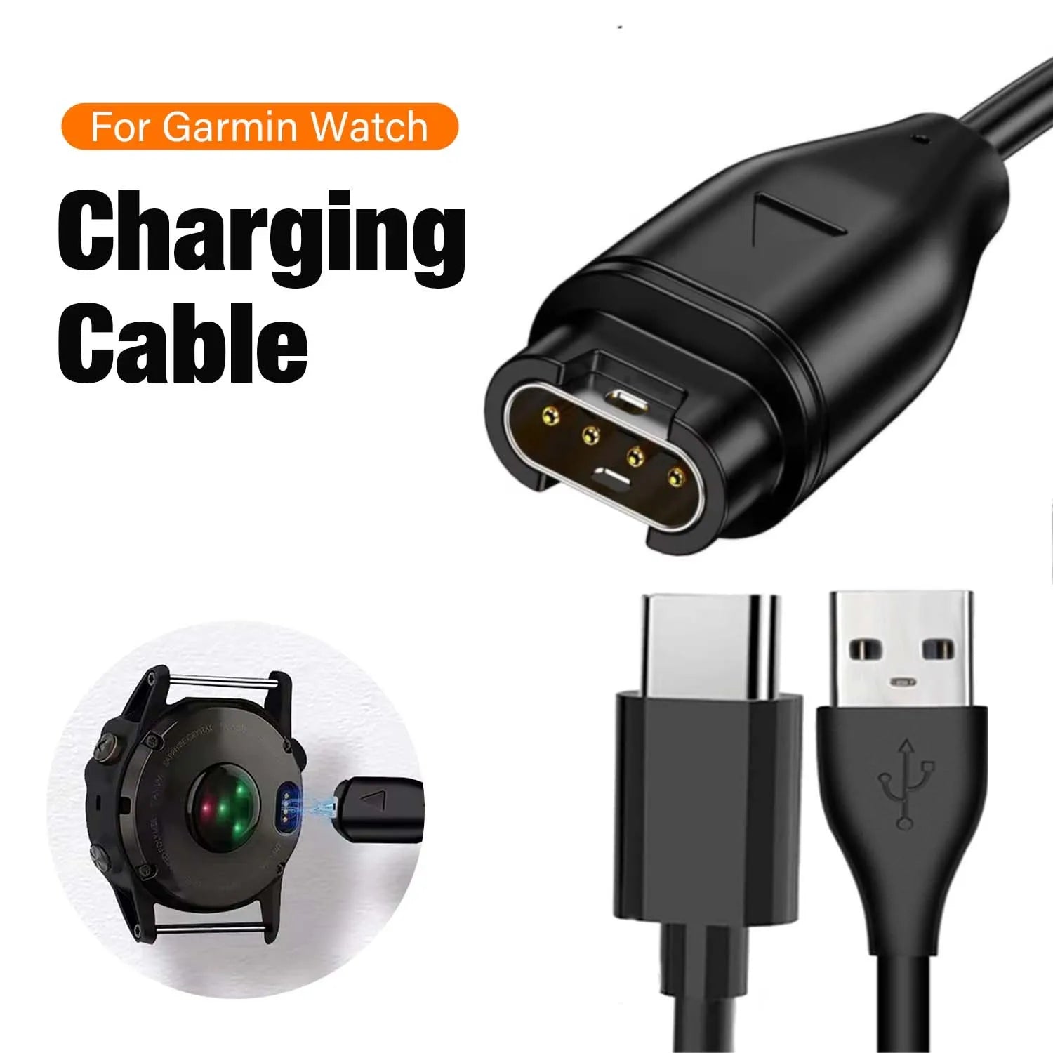 USB-C Charging Cable for Garmin Fenix 7 6 5, Forerunner & Vivoactive Smartwatch Charging Cable Oasis Select
