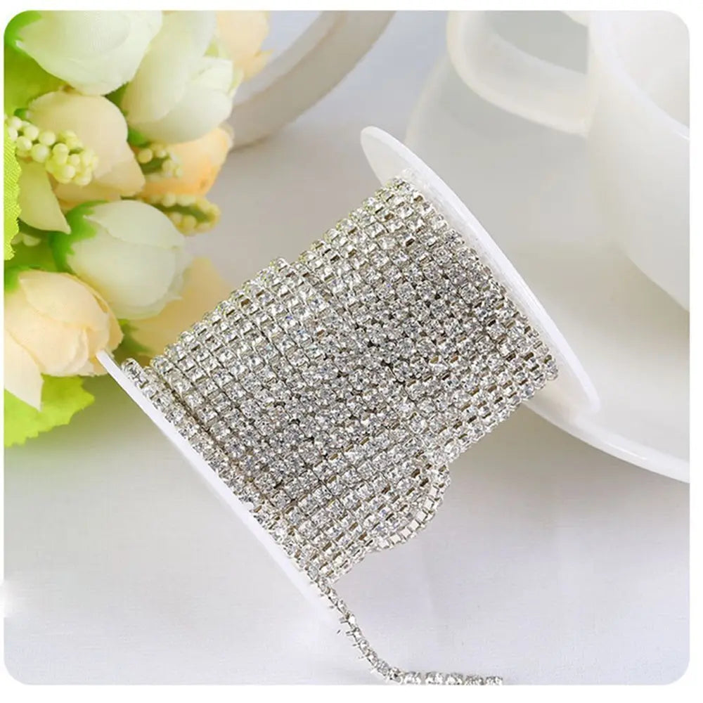 Crystal Rhinestone Chain Trim 1 Yard – 1, 2 & 3 Row Silver