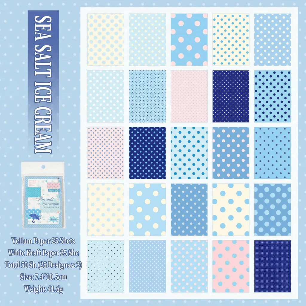 50Pcs Polka Dot Kraft & Vellum Paper Sheets for M5 Journals