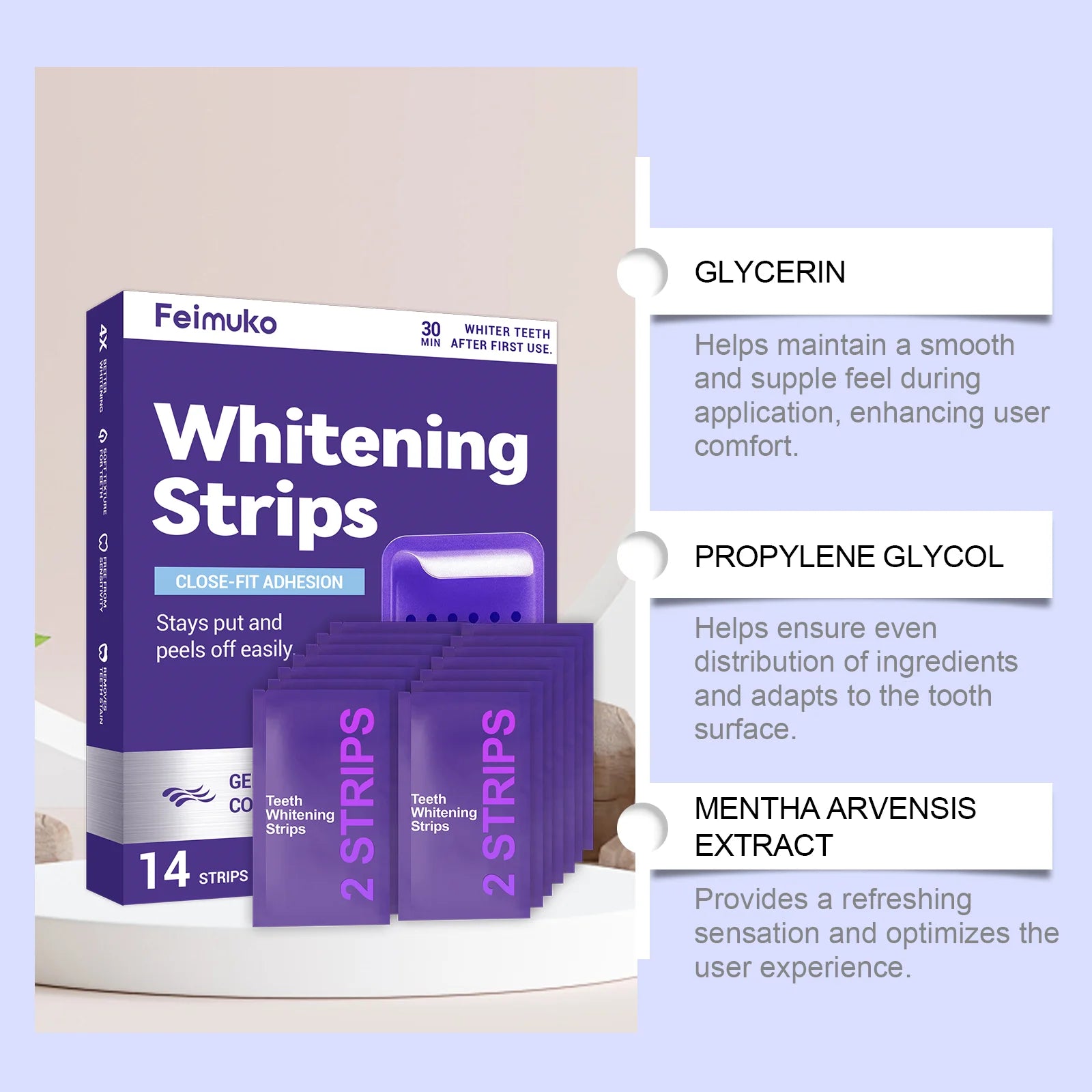 Purple Teeth Whitening Strips Oral Cleaning Removal Gel Improve Dental Yellowing Oral Care, for Lasting Bright Smile Oasis Select