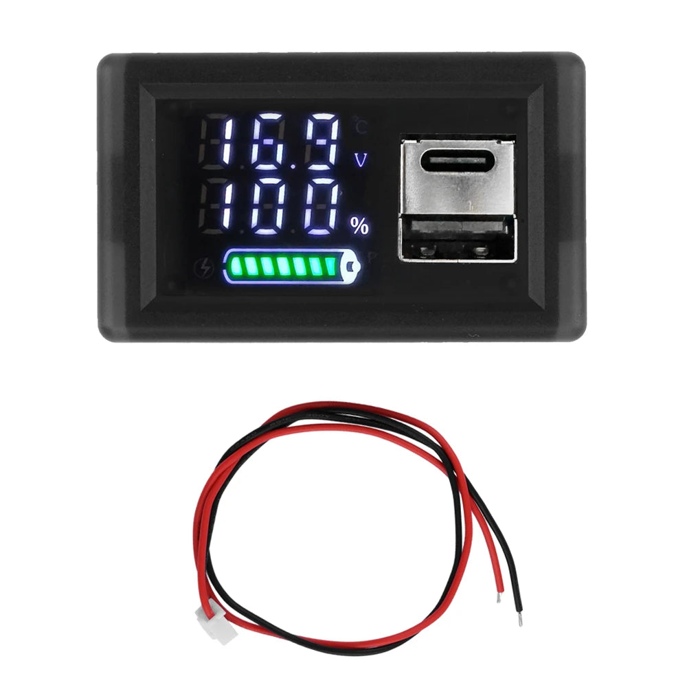 ZFX-3079 Acid Battery lithium DC 9~24V Universal LED Dual Digital Display Power Indicator Dual Interface Voltmeter USB Type-C Oasis Select USB Type C