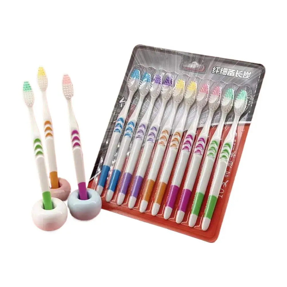 Complete Oral Cleaning Kit 10 Pieces Bamboo Charcoal Toothbrush Ultra Fine Bristle Ideal Choice For Couple And Family Oasis Select 10PCS White
