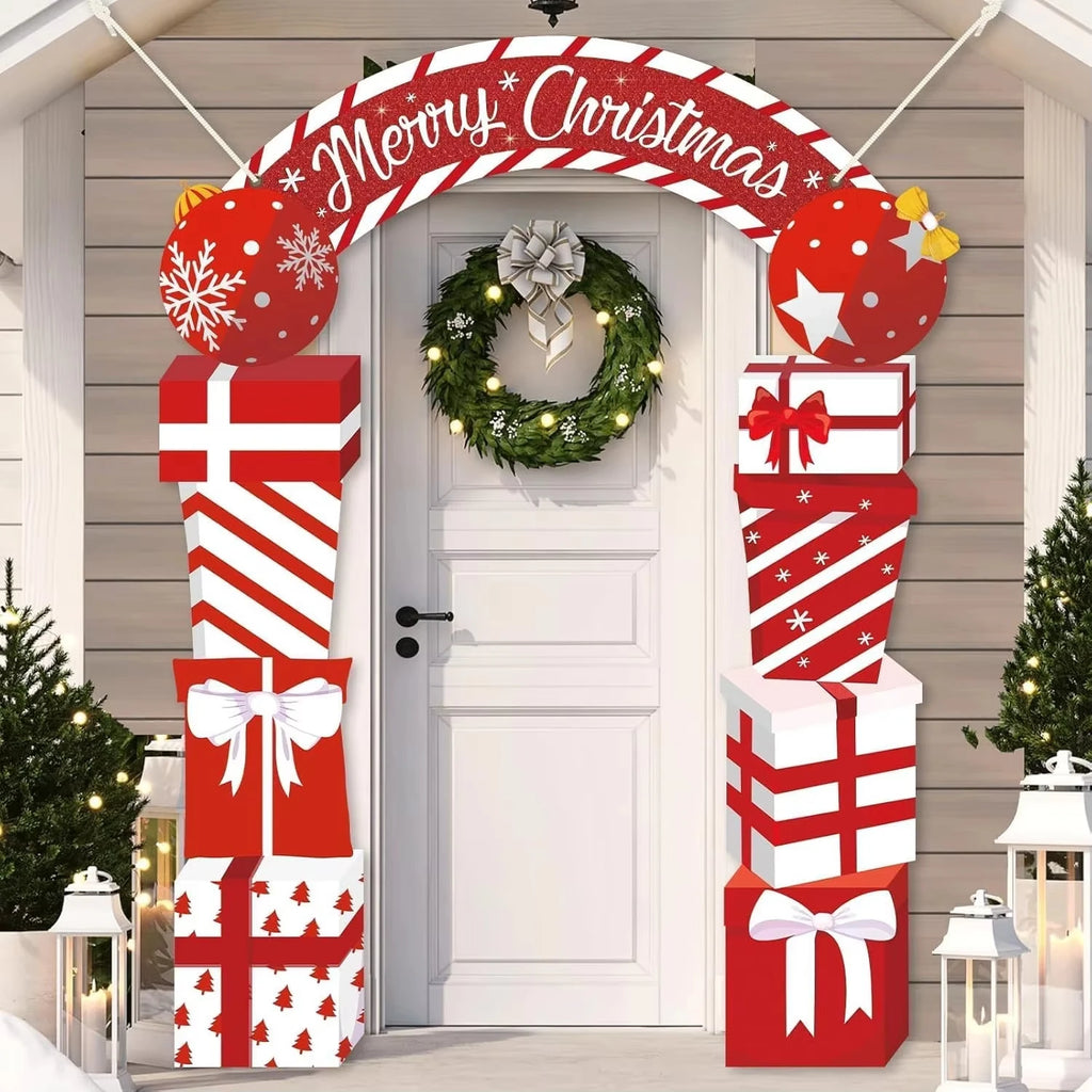 3Pcs Christmas Door Decoration Merry Christmas Porch Sign Front Door Banner Xmas Hanging Decoration Holiday Gift Backdrop Oasis Select