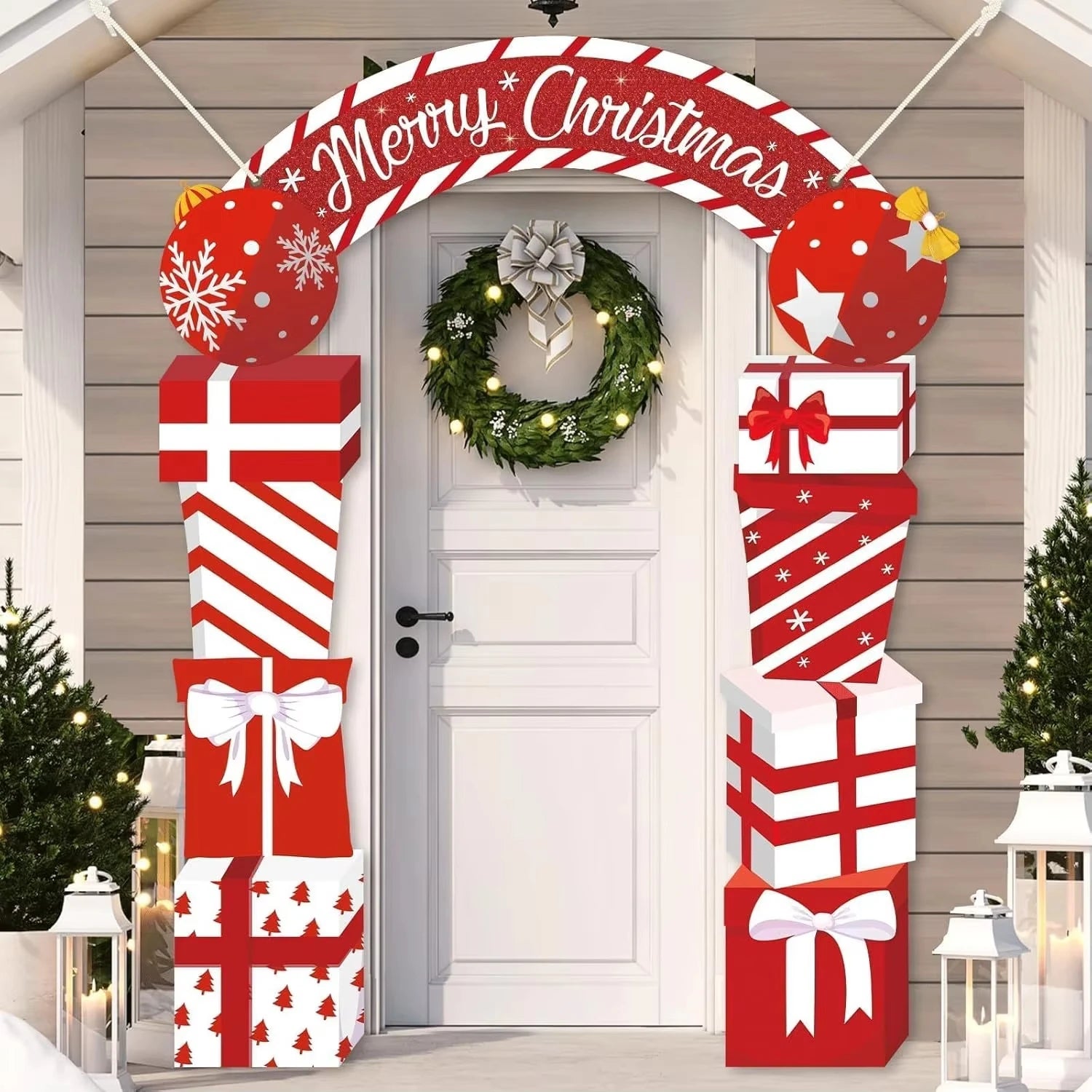 3Pcs Christmas Door Decoration Merry Christmas Porch Sign Front Door Banner Xmas Hanging Decoration Holiday Gift Backdrop Oasis Select