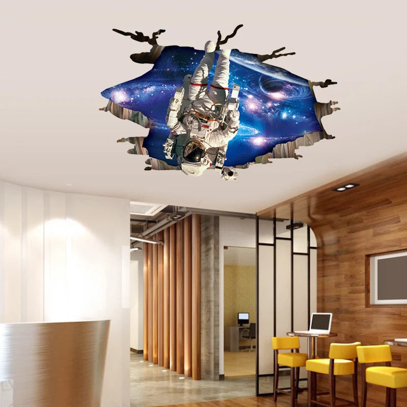 Space 3D three-dimensional wall pasted living room ceiling wall bedroom Creative room decoration wall painting background Oasis Select