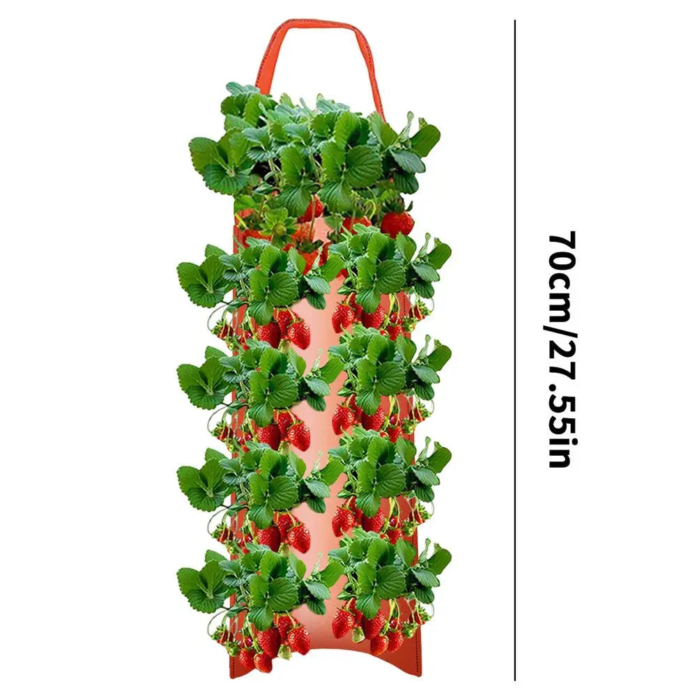Tomato Planter Bag 8-Hole Hangable Fabric Pouch For Plant Aeration & Growth Gardening Bags For Tomatoes Roses Carrots Potatoes Oasis Select 10 holes Red