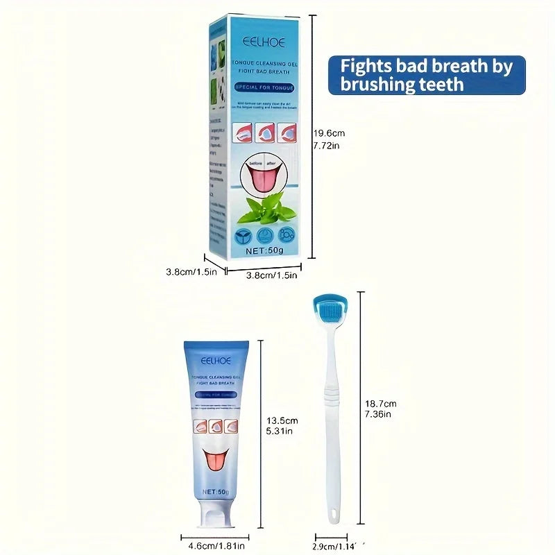 Tongue Cleaning Gel with Brush – Fresh Breath Oral Care 50g Tongue Cleaning Kit Oasis Select