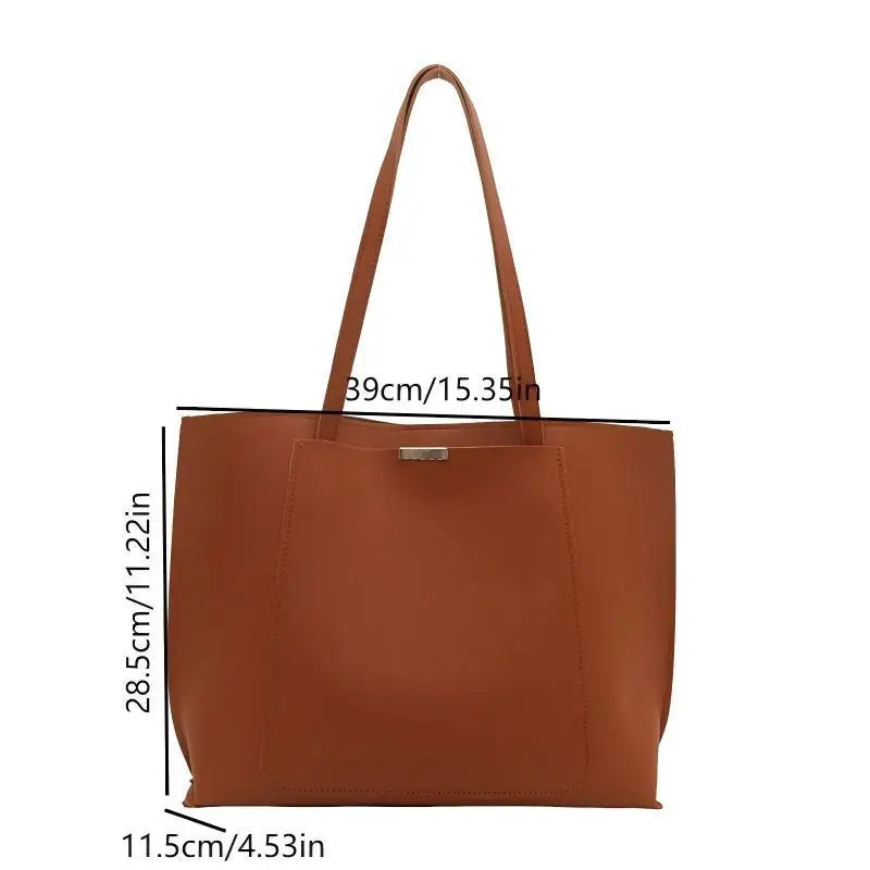 Minimalist Vintage Tote Bag – Women's Retro PU Leather Shoulder Bag